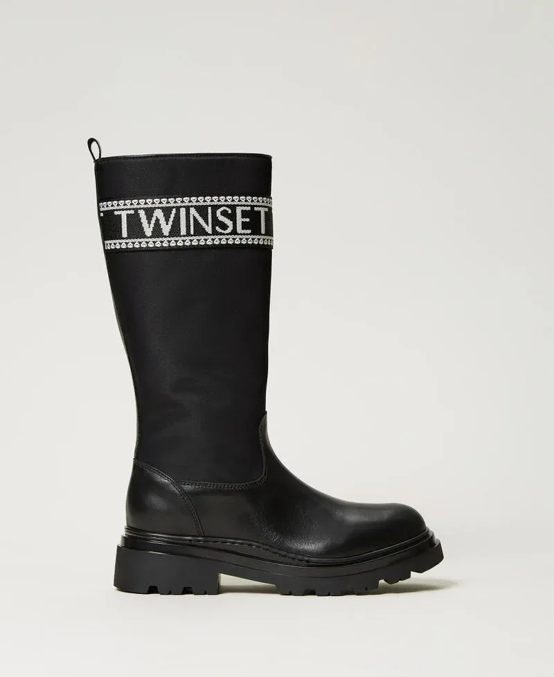 Черевики Twinset з логотипом зі шкіри